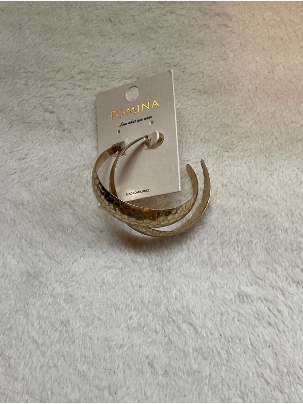Pomina Gold Hammered Hoop Earrings - Women's Jewelry